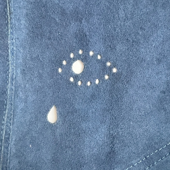 Vintage Jean Muir Blue Punched Suede Leather Coat Dress Rare England Sz 10 - Picture 13 of 14